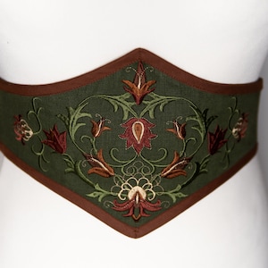 Embroidered linen corset belt image 1