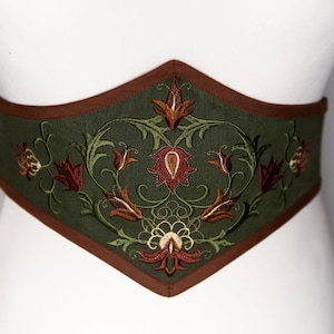 embroidered linen corset belt