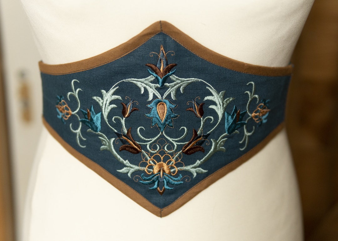 Embroidered Linen Corset Belt - Etsy display picture 2