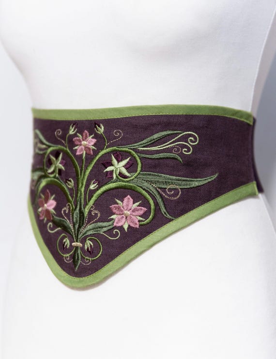 Corset belt with flower embroidery Women main image 4