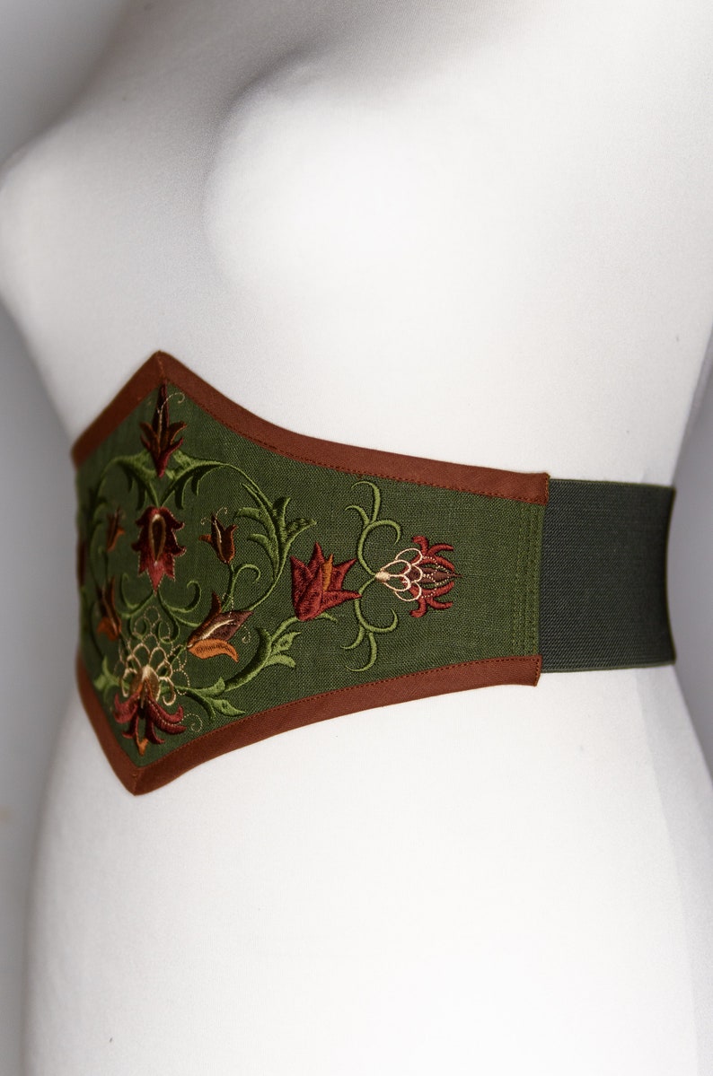 Embroidered linen corset belt image 7