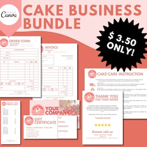 Bäckerei Geschäftsformulare Bundle, Rechnungsvorlage, Kuchenbestellformular, Bäckereibestellformular, Kuchenpflegekarte, Kleinunternehmensformulare, Preisliste