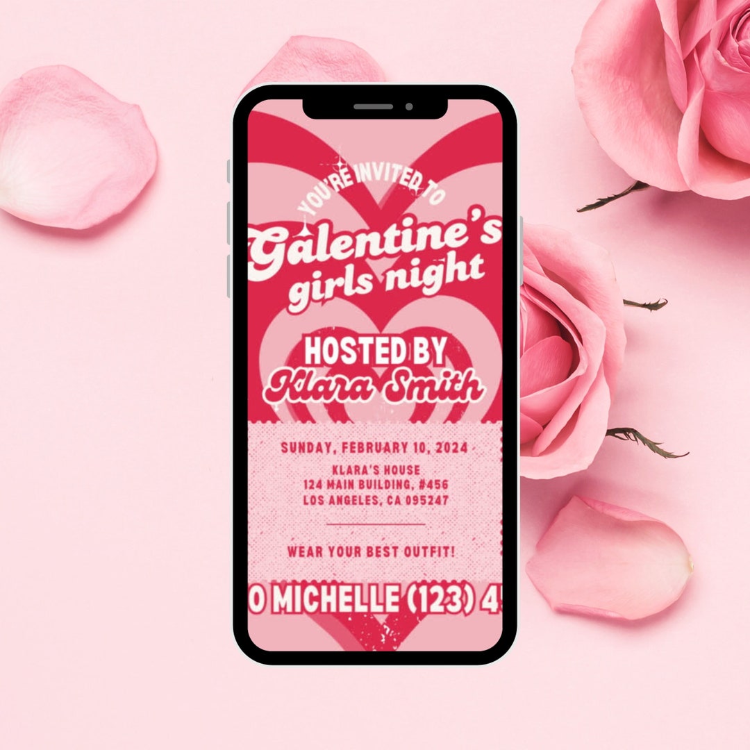 Animated Galentines Party Invitation Template, Digital Galentine's ...