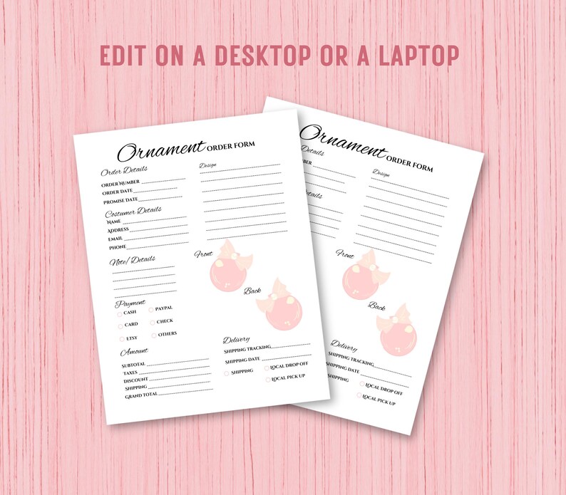 Ornament Order Form Template - Editable Order Form - Custom Canva ...