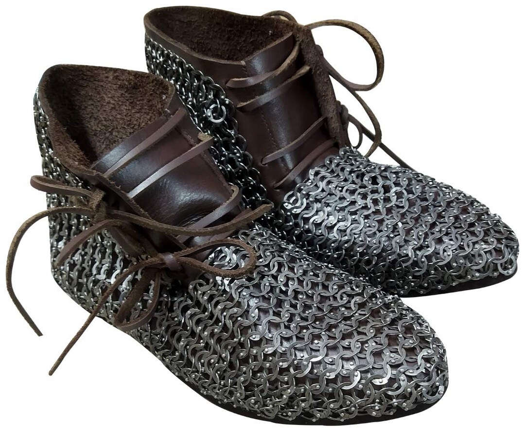 Medieval Ankle Boots Rubber Sole Leather Shoes With Stitched Etsy