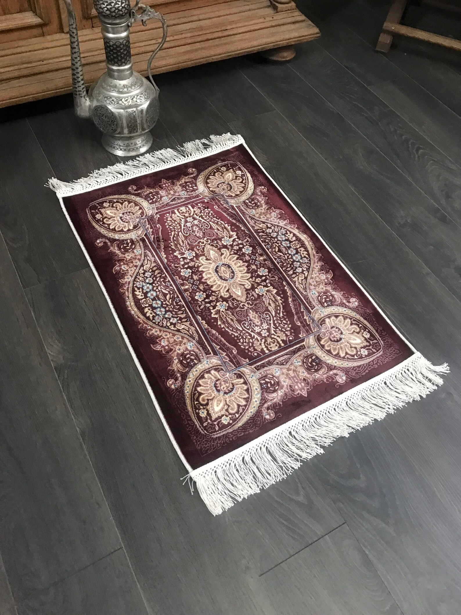 Oriental Persian Small Carpet , Modern Persian Rug, Small Rug, Bamboo Silk Carpet , Small