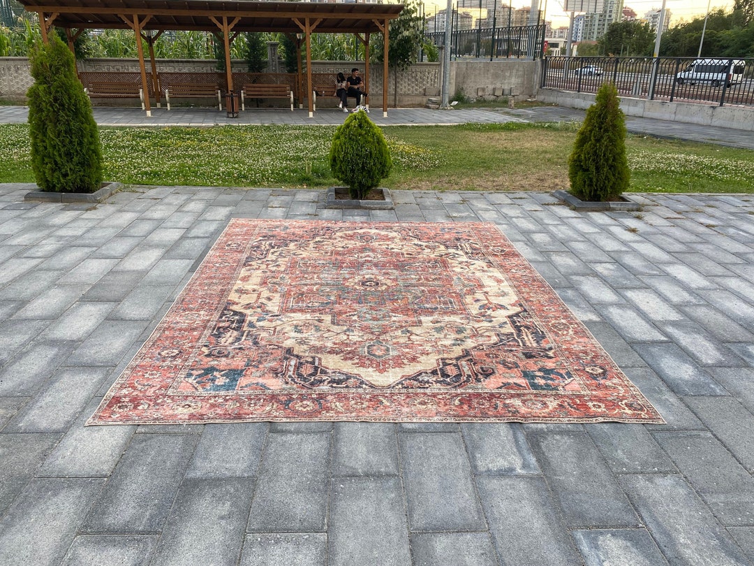 Oversize Persian Rug / 9x12 Persian Rug / Heriz Rug / Home Decor Rug