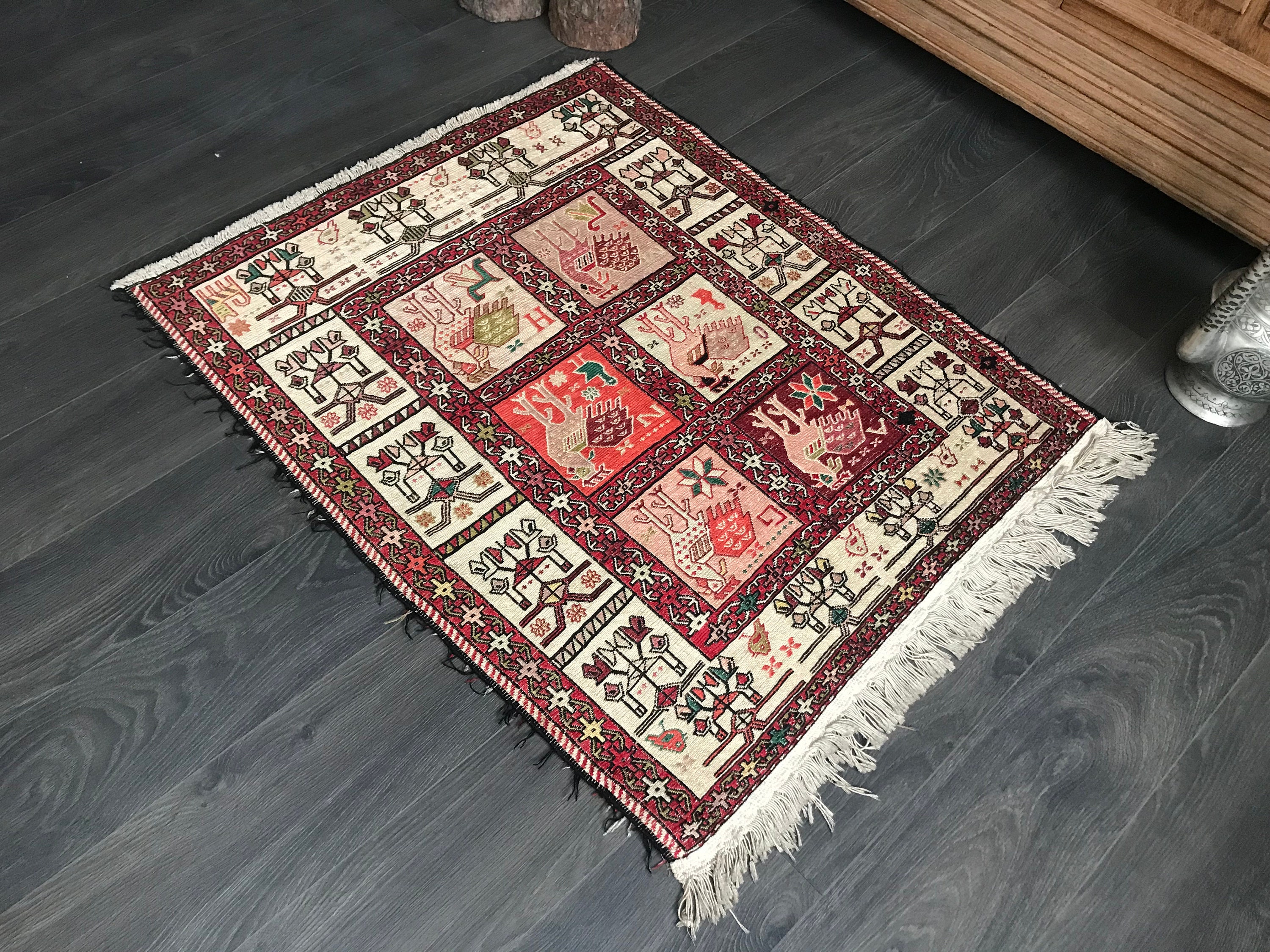 Silk Small Persian Rug , Traditional Rug , Unique Persian Rug , Silk
