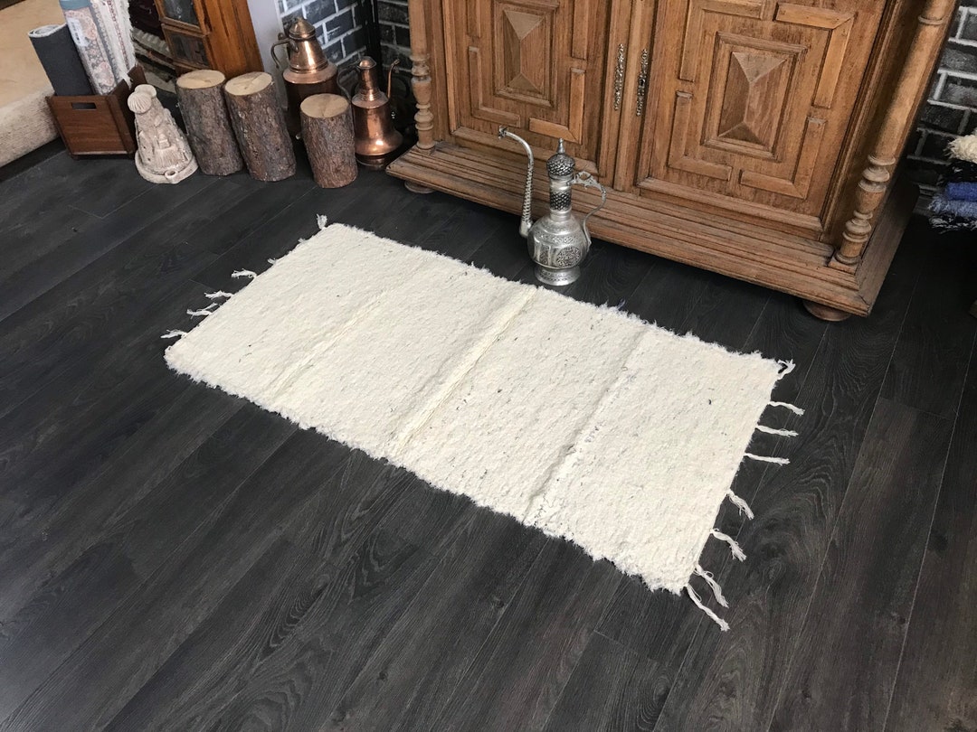 Small Handwoven Cream Rug Cream Cotton Rug Bathroom Rug Etsy