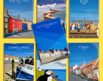 Fridge Magnets, East Neuk, Fife, Scotland, Travel Art Magnets