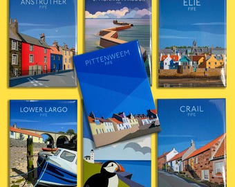 Imanes para nevera, East Neuk, Fife, Escocia, Imanes de arte de viajes