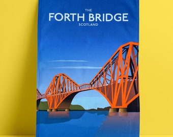 Paño de cocina escocés Forth Bridge, diseños Dunfermline y Culross. 100% algodón.