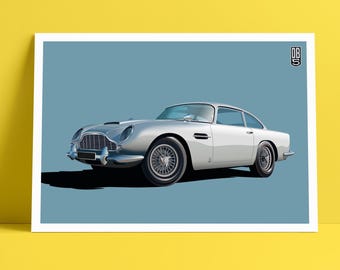 Póster del Aston Martin DB5: Impresión giclée de un coche clásico