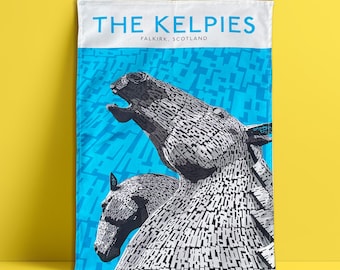 Paño de cocina Kelpies: Falkirk, Escocia, 100 % algodón, fabricado en el Reino Unido