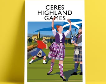 Ceres Highland Games, Fife, Scottish Highland Games, Travel Poster Print
