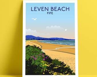 Leven Beach, Scotland Print: Fife Coastal Path Travel Poster