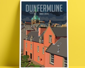 Póster de viaje de Dunfermline Abbot House, Dunfermline, Fife, Escocia