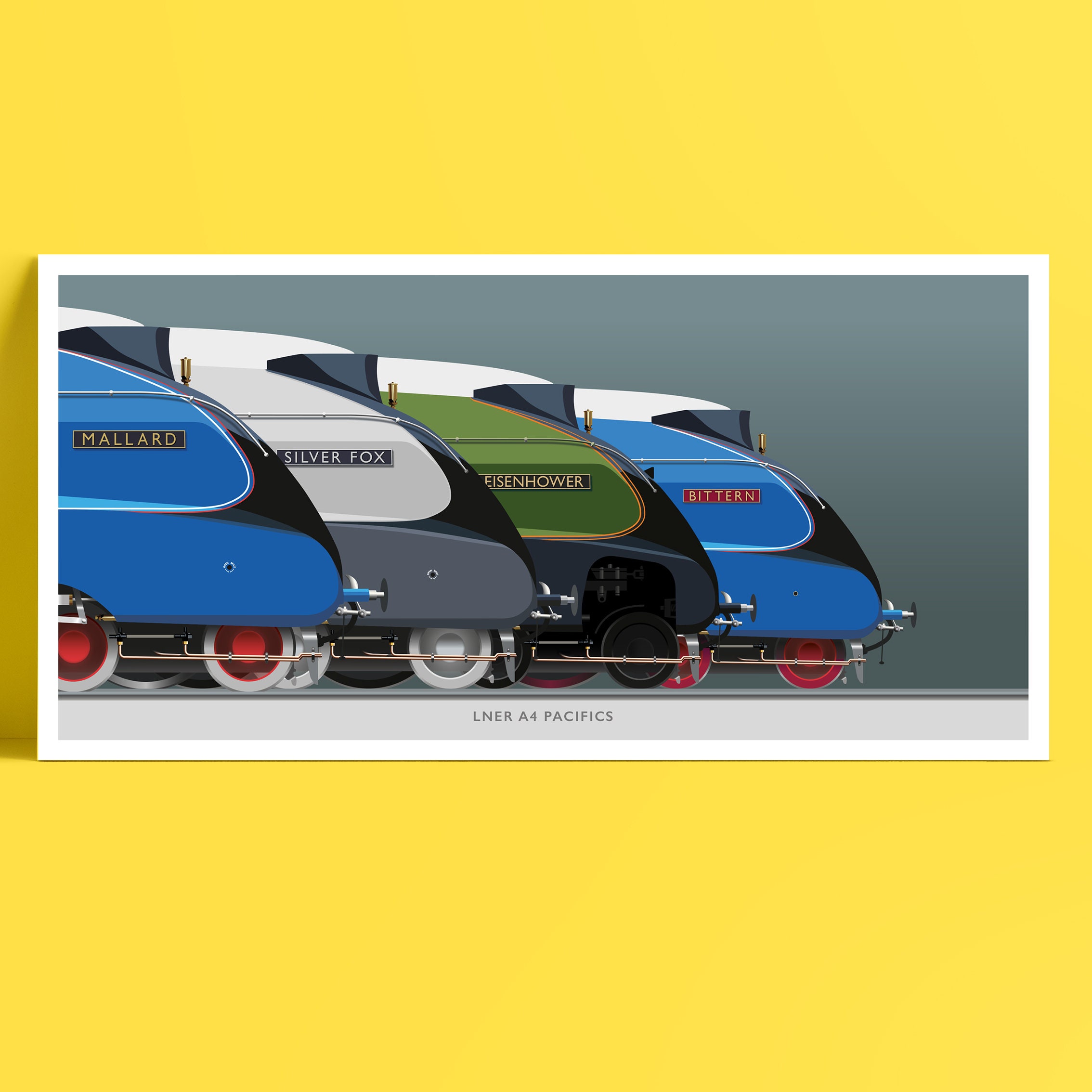 LNER A4 Pacific Steam Locomotives Giclée Print: the Four