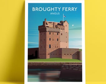 Impresión giclée del castillo de Broughty, Escocia: póster de viaje escocés