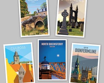 Fife Pilgrim Way Postcards: Scottish religious route locations, Set of 5