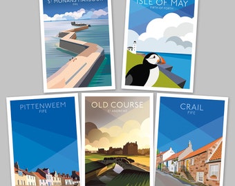 East Neuk of Fife, Scotland, Set of 5 Postcards (A6 size)