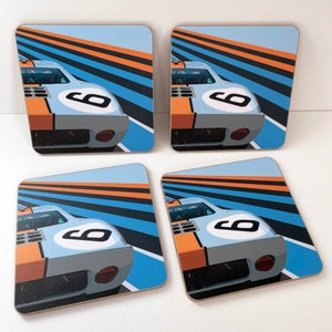 Ford GT40 Racing Car, Gulf Racing colours, Set of 4 Coasters