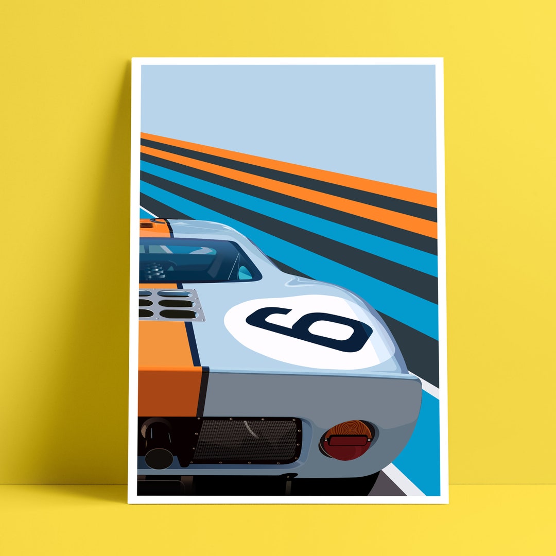Ford GT40 Le Mans 1969 Gulf Racing Car Giclée Poster Print - Etsy