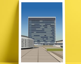 Edificios del condado de Lanark. Hamilton, South Lanarkshire, Escocia. Impresión de arquitectura modernista.