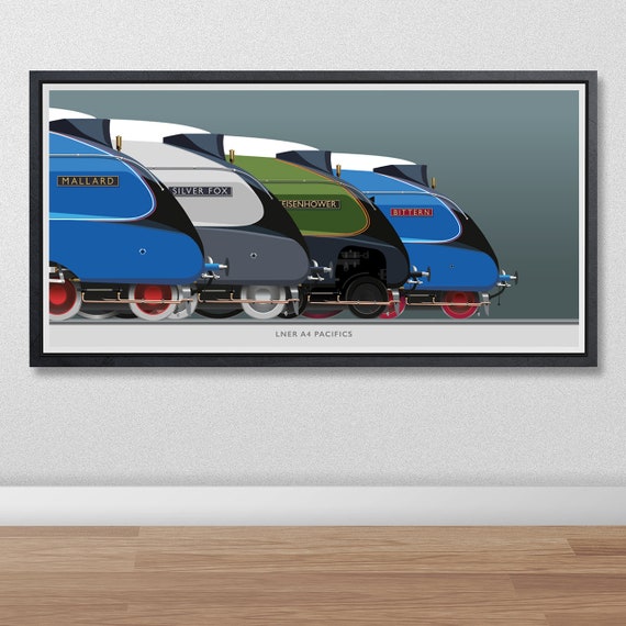 LNER A4 Pacific Steam Locomotives Giclée Print: the Four