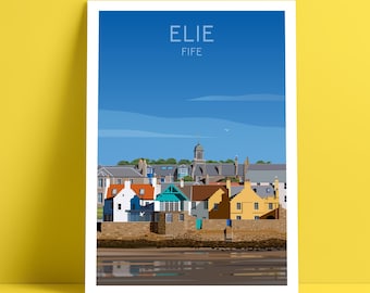 Póster turístico de Elie, Escocia: Impresión giclée de Fife, Elie y Earlsferry