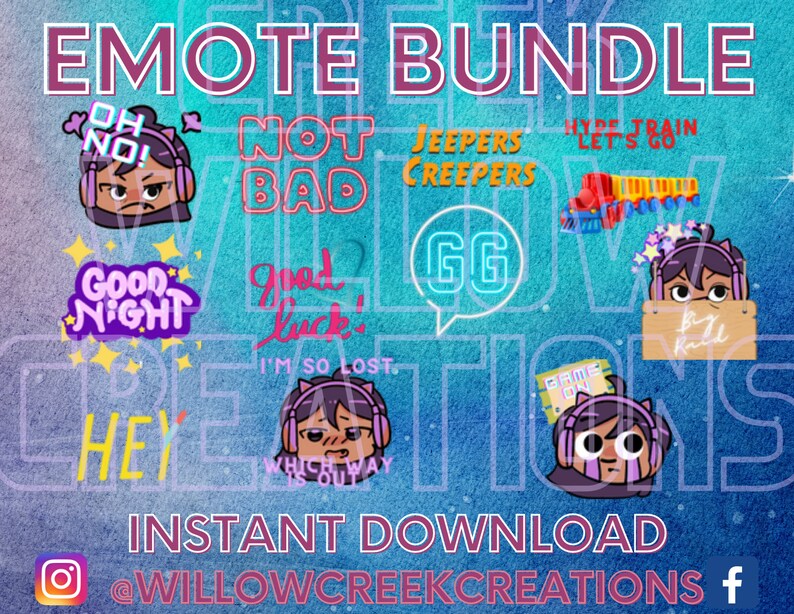 Gamer Girl Twitch Emotes Instant Download Gamer Pack Etsy UK