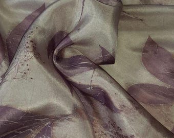 Zijden sjaal met eco-print | Botanische bladprint, natuurlijke kleurstof