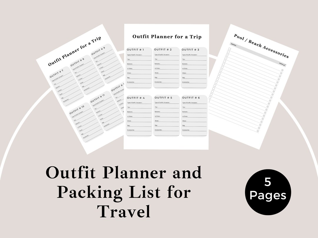 Printable Travel Outfit Planner Outfit Planners for Holidays Etsy