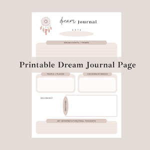 Strange Dream Tracker, Printable Dream Journal, Dream Tracker, Printable Dream Log Sheet, Dreaming Record Printout, Dream Tracker