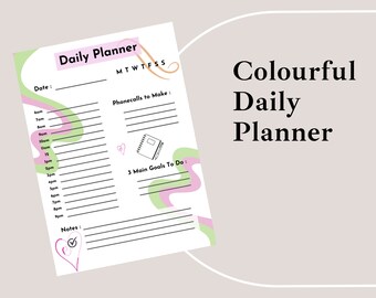 Printable Daily Planners, Daily Productivity PDF Planner, Work Schedule Planner, Working from Home Printable Planner, Daily Tracker PDF Note