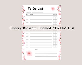 Cherry Blossom Themed Stationery, Cherry Blossom Themed Daily Planner, Cherry Blossom Themed Daily Printable, To Do List Printable PDF