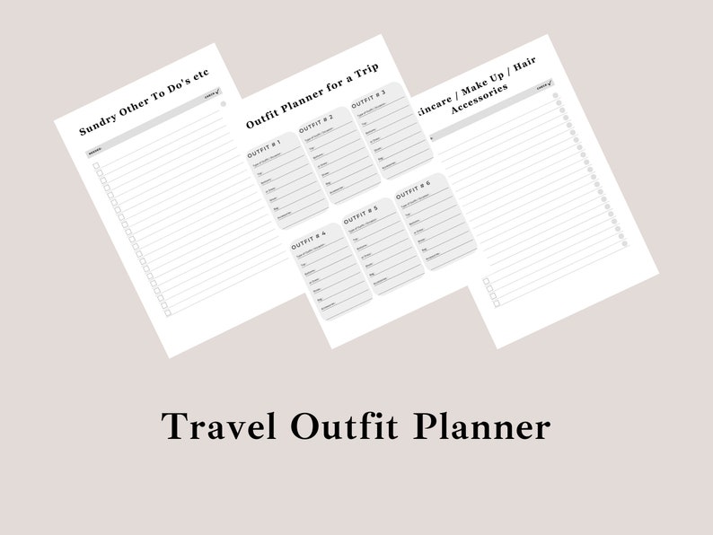 Printable Travel Outfit Planner, Outfit Planners for Holidays ...