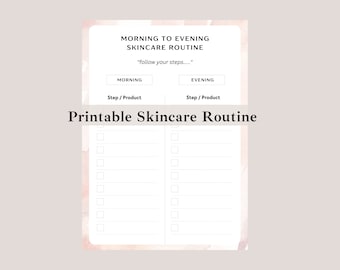 Printable Skincare Routine Tracker, Skincare Routine Planner Printable, Skincare Routine Checklist, Skincare List to Print, Self Care List