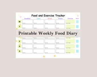 Diario de comidas imprimible semanal, Registro de calorías imprimible, Diario de comidas diario, Diario de comidas imprimible, Registro de nutrición diario, Planificador de comidas