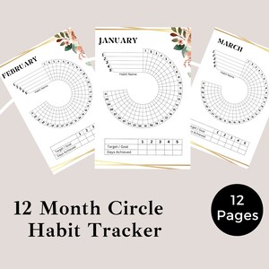 Circle Habit Tracker, Routine Tracker Printable, Habit Tracker Circular Printable, 12 Month Habit Tracker, Monthly Habit Tracker