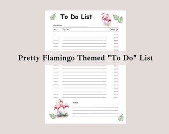 Flamingo Themed To Do List PDF, Flamingo Themed Daily Planner, Flamingo Themed Daily Printable To Do List, Flamingo Themed Stationery