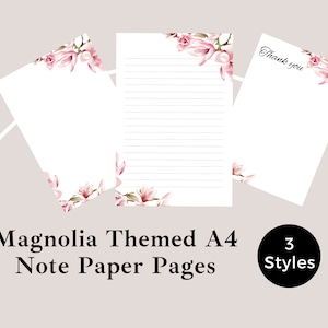 Carta per appunti per scrivere lettere, cancelleria a tema magnolia, pagine di carta per appunti A4 a tema floreale, appunti per scrivere, confezione di carta a tema magnolia
