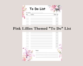 Pretty Floral Themed To Do List Planner, Pretty Floral Printable To Do List Planner, Floral Themed To Do List Printable, Daily To Do List
