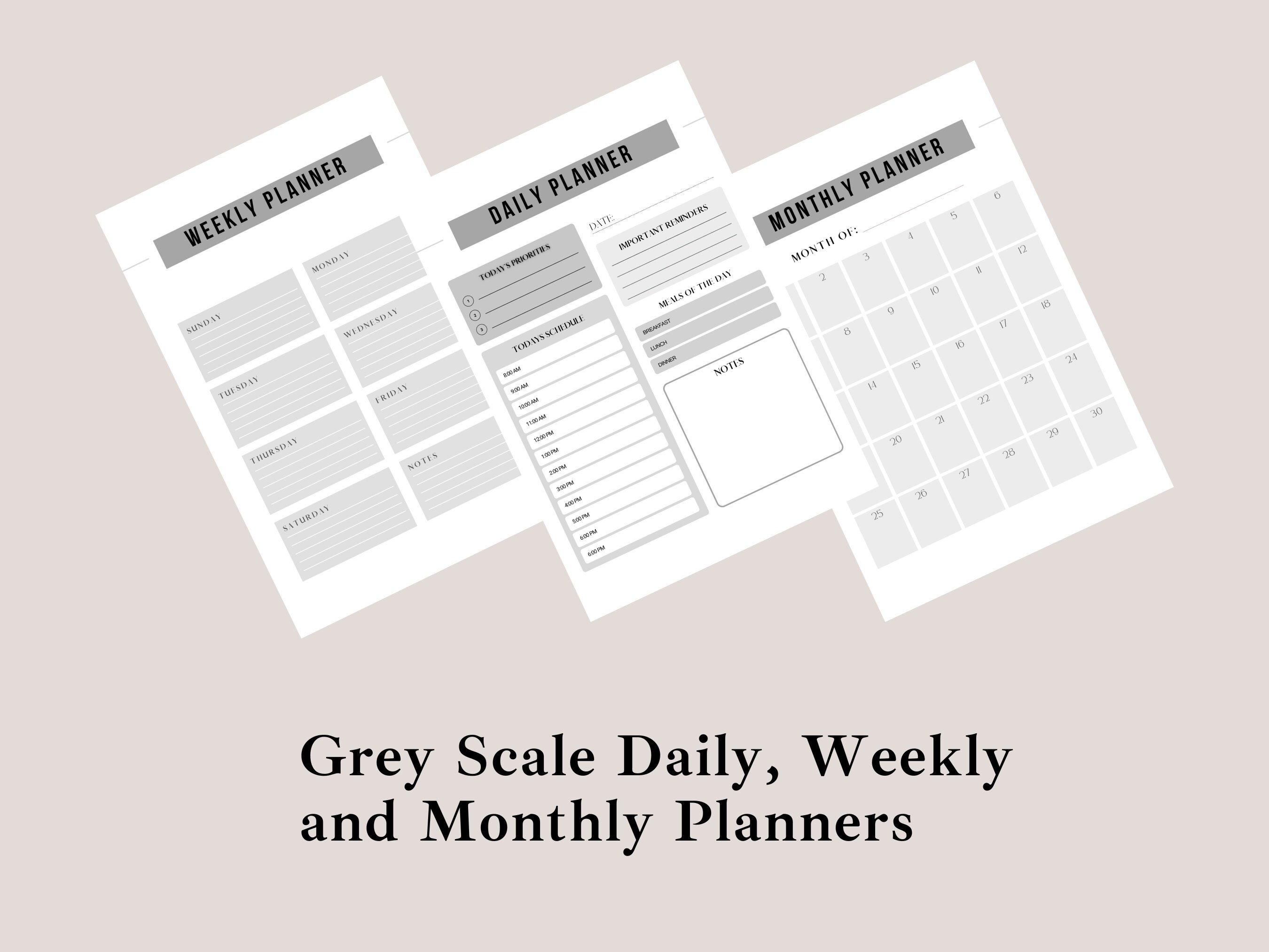 Printable Daily Weekly Monthly Planners, Daily Productivity Pdf Planner ...
