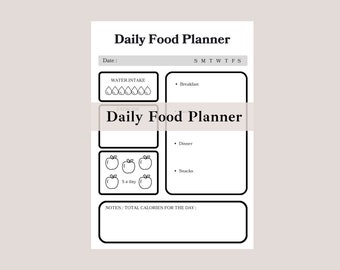 Printable Food Diary A4, Printable Daily Food Log, Food Diary Tracker Journal Page, Daily Wellness & Food Tracker, Daily Food Journal PDF