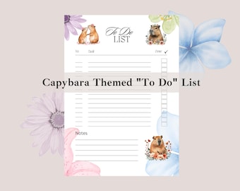Capybara Themed To Do List Planner, Capybara Printable Daily Planner, Capybara Planning Pages