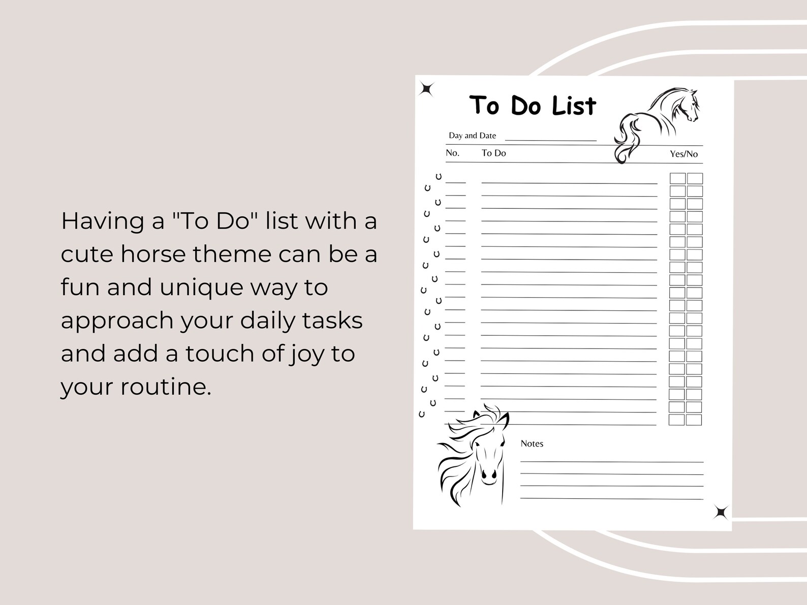 Horse Themed to Do List Planner, Printable to Do List, Horse Themed ...