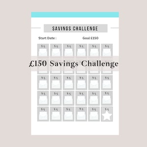 150 Savings Challenge, Money Savings Challenge Printable A4, Minimalist Savings Challenge, Simple Savings Tracker Printable
