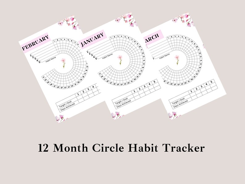 Circle Habit Tracker, Routine Tracker Printable, Pink Themed Circle ...