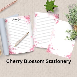 Cherry Blossom Stationery, Floral Themed A4 Note Paper Pages, Note Paper for Letter Writing, Lined A4 Paper for Writing Notes, Stationery